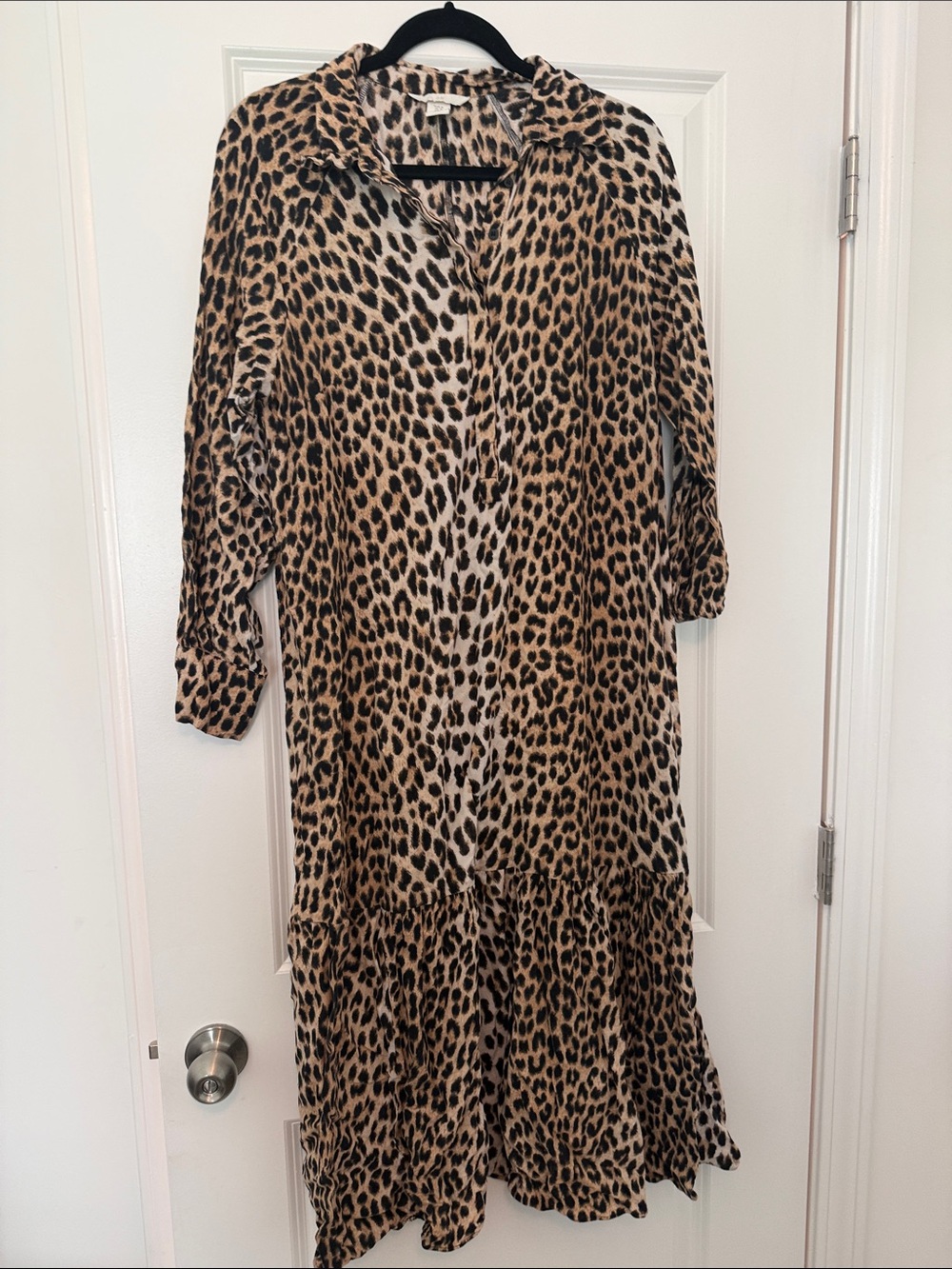 H&M Leopard Print Midi Dress in Tan and Black